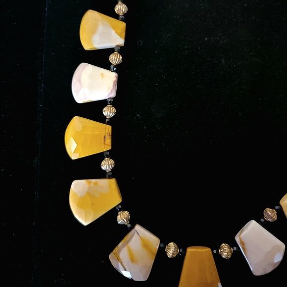 Chunky Mookite Onyx 18k Vermeil 925 Necklace 20" Christmas Holiday Gift - Picture 6 of 7